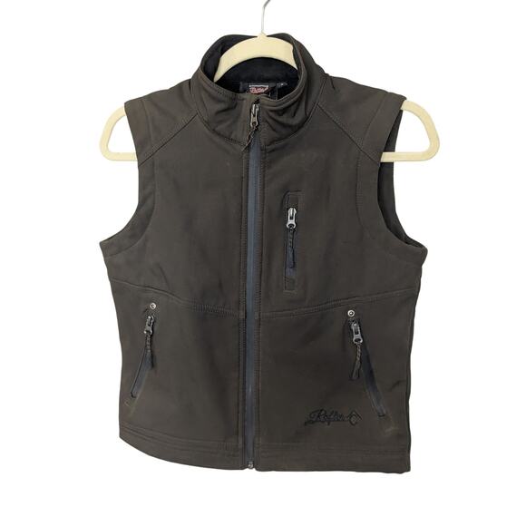 Rafter C Cowboy Kid Unisex Size Small Western Rancher Brown Bonded Full Zip Vest - Picture 1 of 7